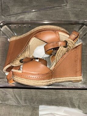 Leather Espadrille Wedge Sandals - Tan Mia 2 size 9